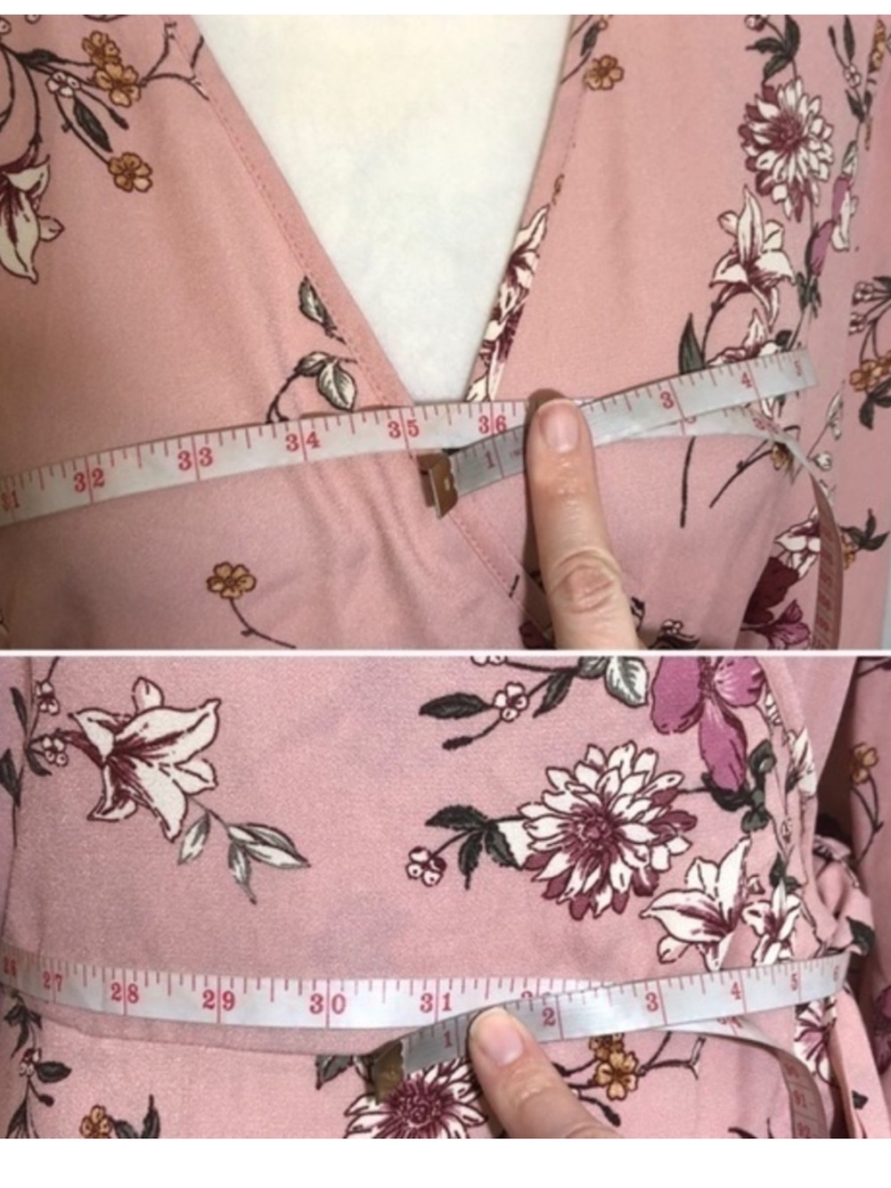 NWOT Pink Floral Faux Wrap Long Sleeve Dress New - Picture 7 of 7